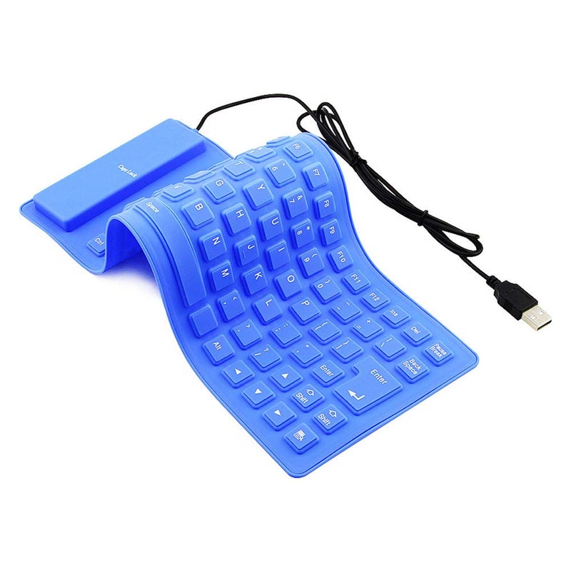 Sunffice Foldable Silicone Keyboard, USB Wired 85 Keys Waterproof Rollup Silent Typing Soft Touch Keyboard for PC Notebook Laptop(Blue) - Image 1